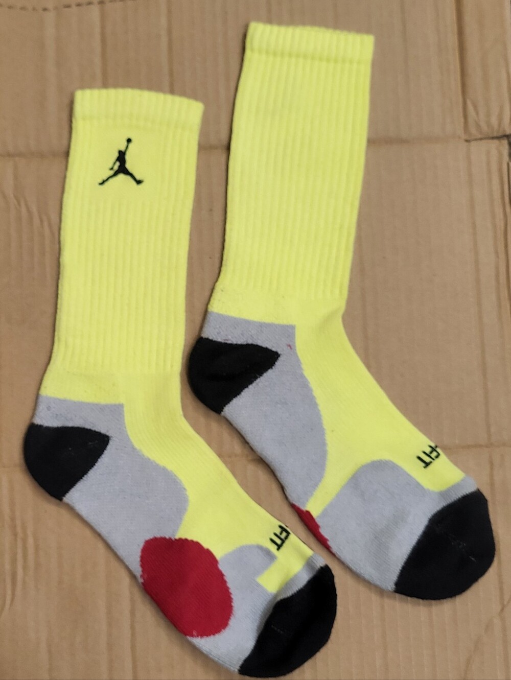 Jordan Jumpman Retro Dri-fit Electric Yellow Mid-Top Socks Men Size L - Picture 4 of 6